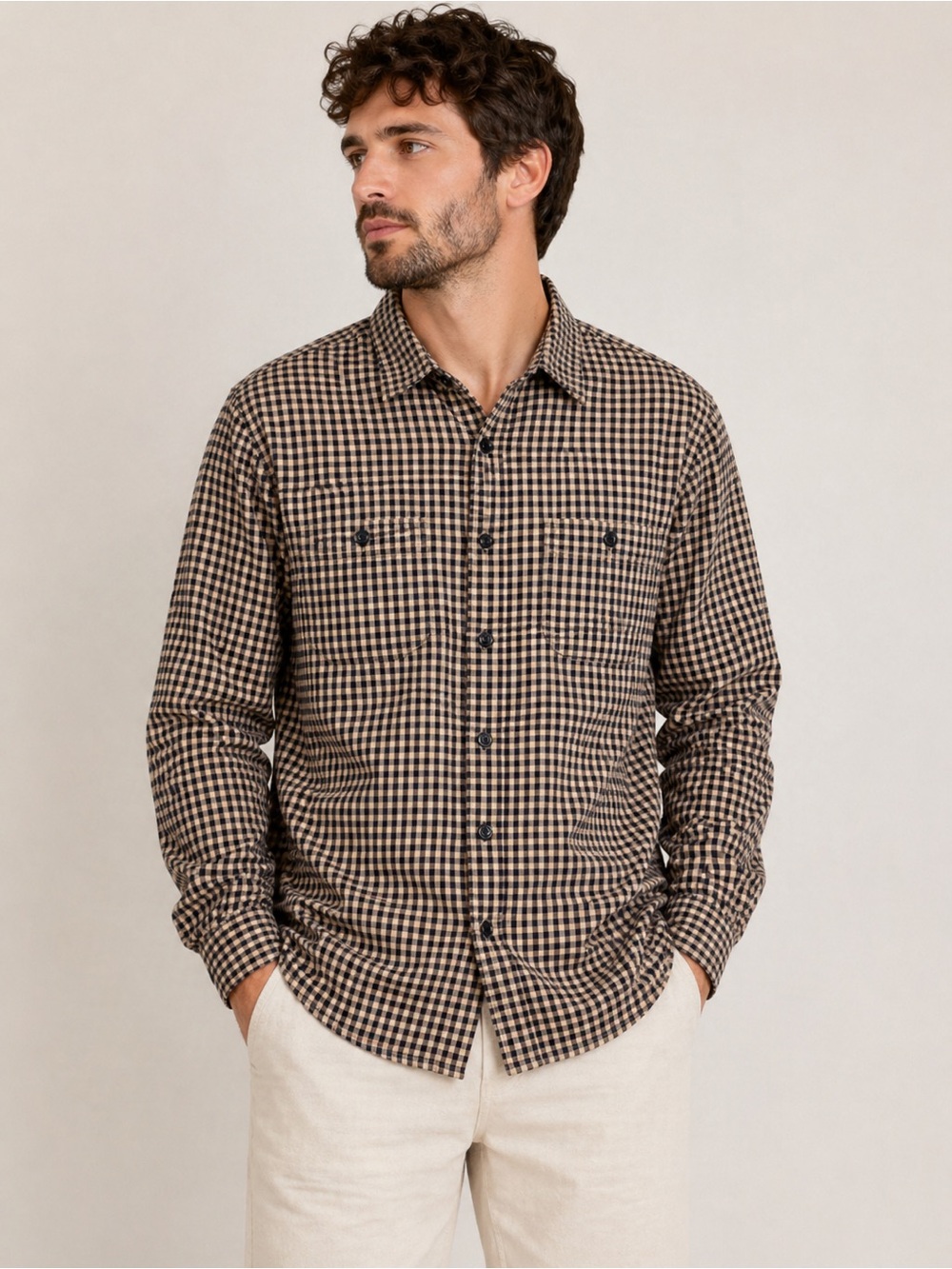 J. Crew New York Button Up Shirt Long Sleeves Men's plaid Brown